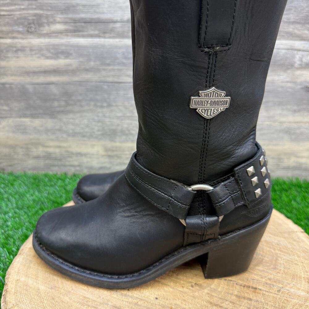 Harley Davidson Women - Size 6 - Black Harness Zipper Boots Style 85161 - Picture 7 of 11
